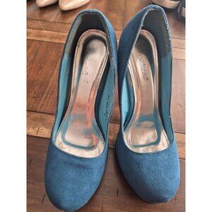 Shoedazzle Blue Suede Bliss High Heels Size 8 Stiletto